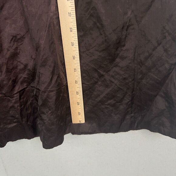 Eileen Fisher Coat Womens XS Steel Satin Metallic Jacket Crinkled Trench Luxury - Picture 11 of 13